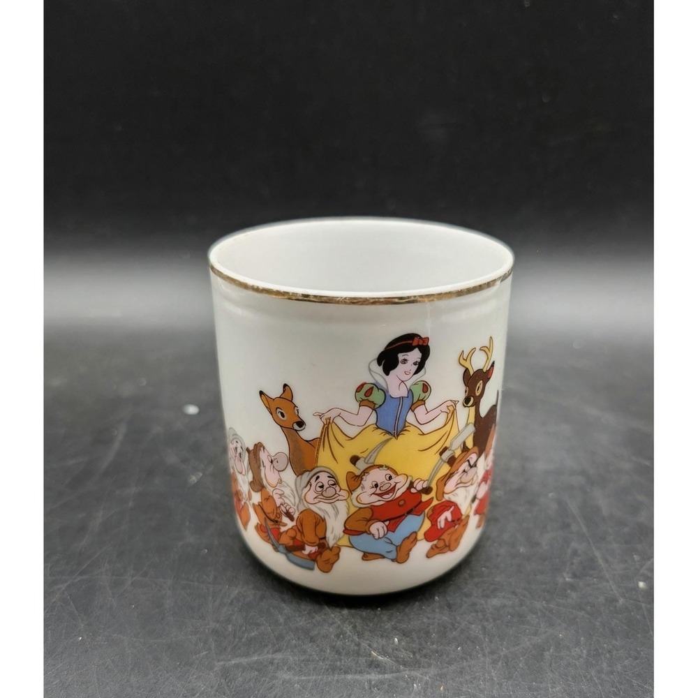 Vintage Walt Disney Productions Snow White Seven Dwarfs Mug Gold Rim‎ Japan